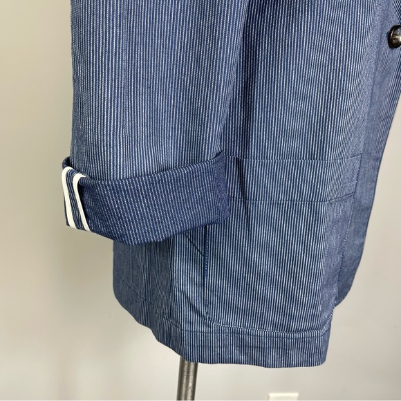 MARC BY MARC JACOBS Cotton Oversized Pinstriped Indigo Multi Blazer Jacket NWT L - Picture 10 of 16